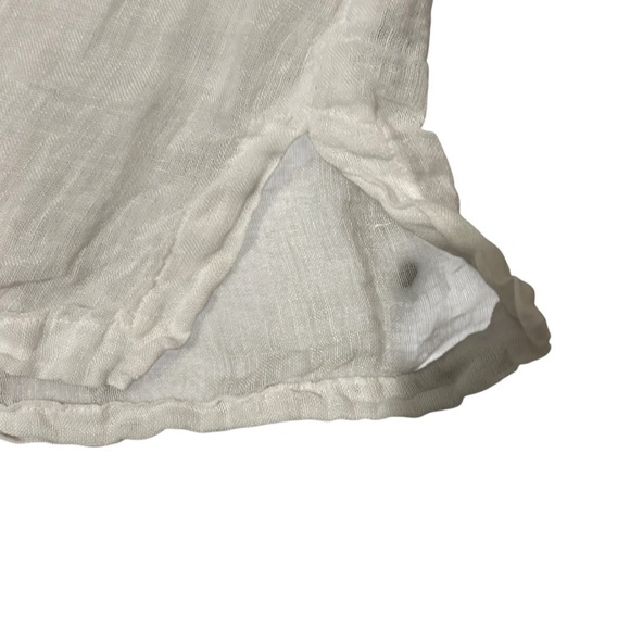 Banana Blue linen white asymmetrical top small Lagenlook oversized artsy boho - Picture 4 of 9